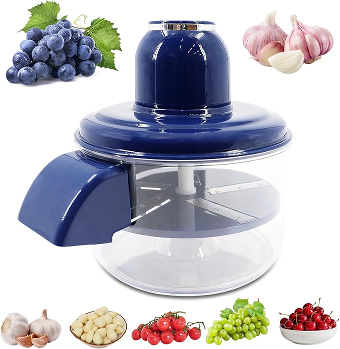 Automatic Garlic & Small Fruit Peeler - Rechargeable Electric Grapes Peeling Machine for Home, Commercial Kitchen - 1 Set (Blue)