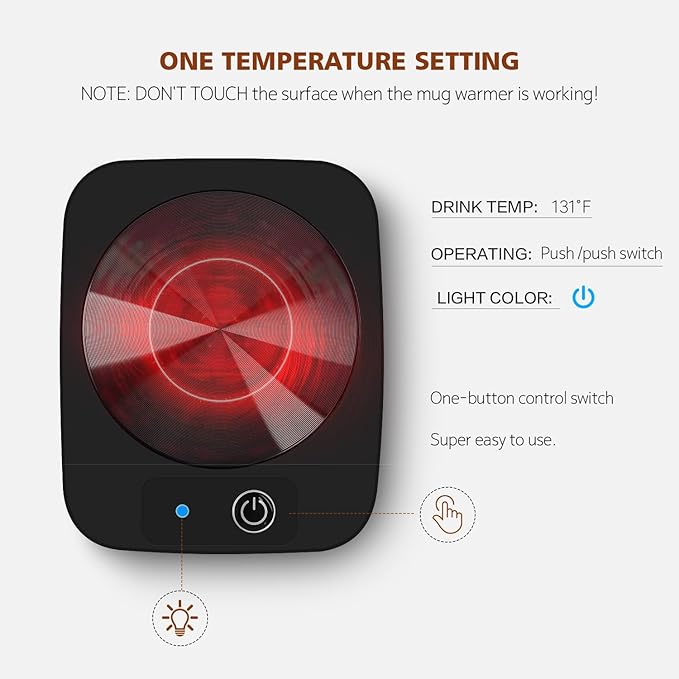 Lesipee Coffee Mug Warmer, Smart Candle Warmer, Electric Cup Warmer with Aluminum Metal Panel for Office, Desk Accessories, Electric Beverage Warmer for Cocoa, Milk, Coffee Gifts