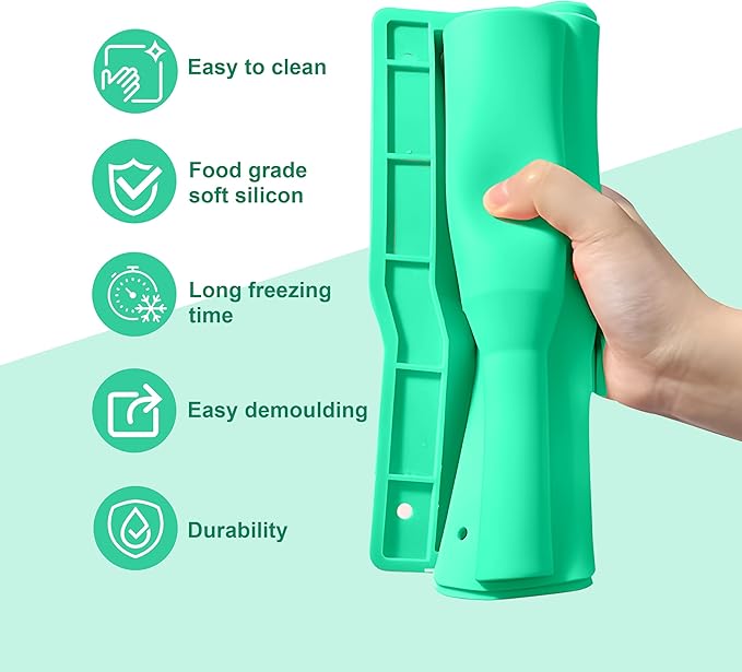 Ice Mold for 40oz Tumbler Cup – Hollow Cylinder Silicone Ice Cube Tray, Easy Fill & Release Ice Mold for Freezer, BPA-Free, Compatible with Stanley 40oz, Whiskey & Cocktail (Green)