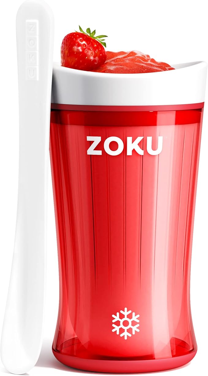 ZOKU Jumbo Slush and Shake Maker, Compact Make and Serve Cup with Freezer Core Creates Single-Serving Smoothies, Slushies and Milkshakes in Minutes, BPA-Free, Red