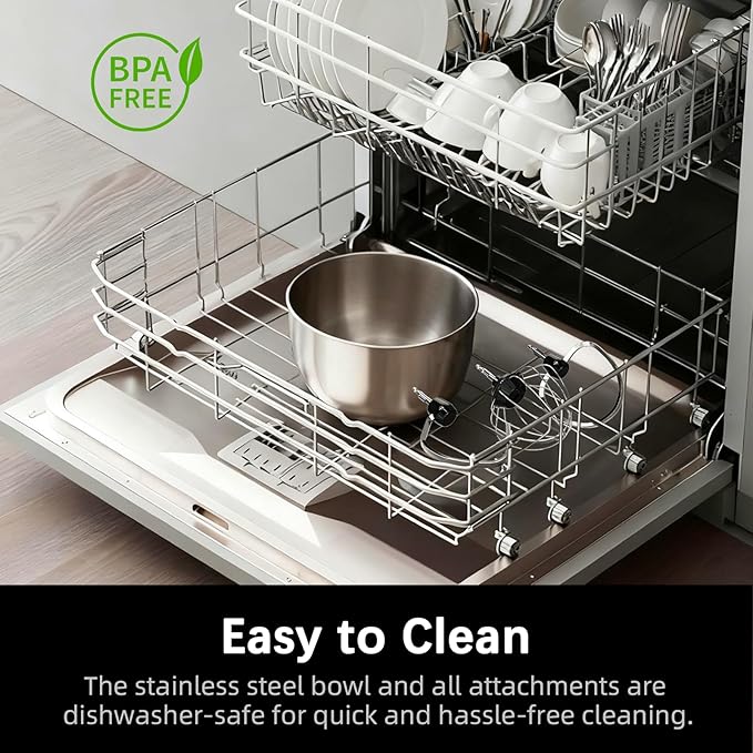 Stand Mixer, Compact & Space-Saving, Stainless Steel Bowl, Unique & Playful Design, Effcient 300W Motor, Dishwasher-Safe Attachments, SM-2549A (Black)