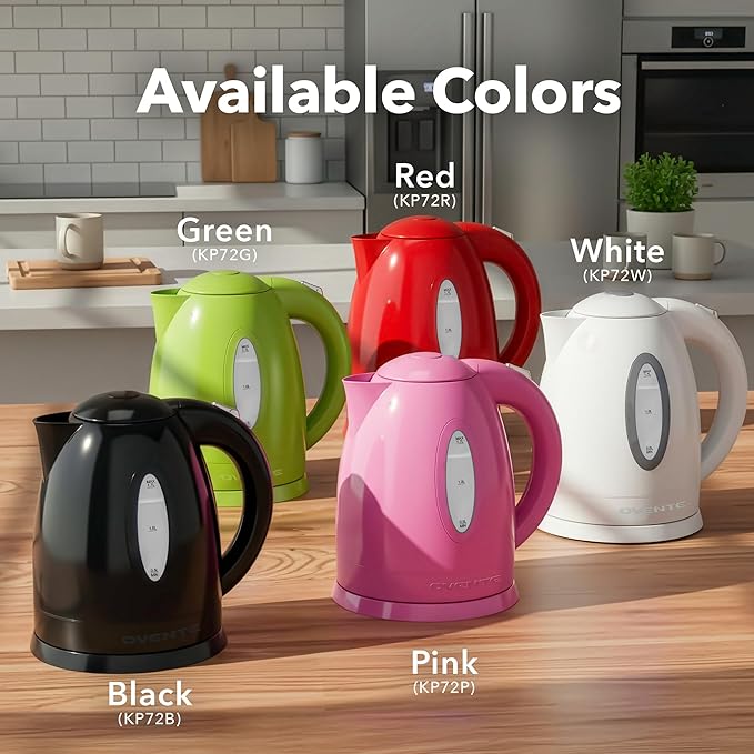 OVENTE Electric Kettle, 1.7L Fast Boiling Water Heater for Coffee or Tea, BPA Free with Water Level Gauge, Auto Shut-Off, Boil-Dry Protection, Indicator Light and Removable Filter, Pink KP72P