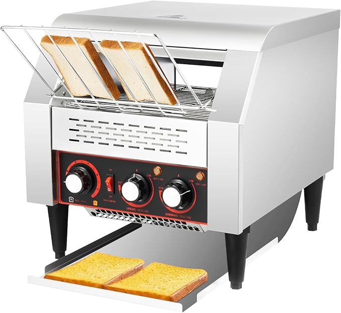 Commercial Stainless Steel Conveyor Toaster 300 Slices/Hour 2200W Heavy Duty Electric Industrial Belt Toasters Oven with Three Baking Modes for Home & Restaurant Use