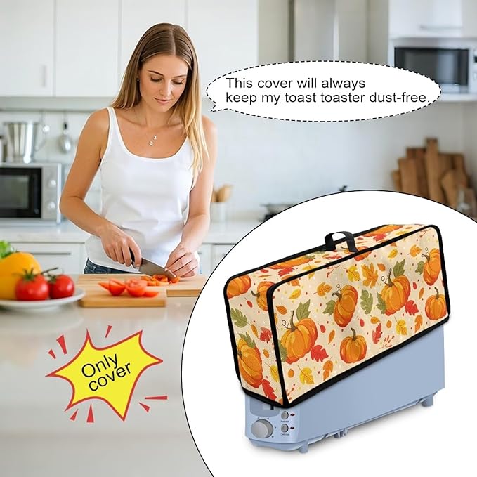 Toaster Cover 2 Slice Pumpkin Toaster Covers 2 Slice Long Slot Slim Dust Cover Thanksgiving Decor Machine Washable Thin Small Appliance Covers for Kitchen