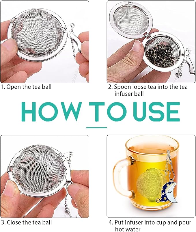 2pcs Loose Leaf Tea Steeper with Freddy's Sun and Moon Couple Costume Pendant - NSTaygate Tea Infuser Tea Strainer 304 Stainless Steel Tea Ball