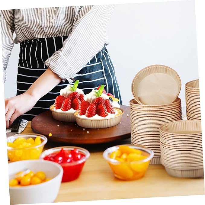 200pcs Round Bottom Tart Pans Mini Tart Pans for Baking Oven Microwave Safe Non-stick Baking Cups