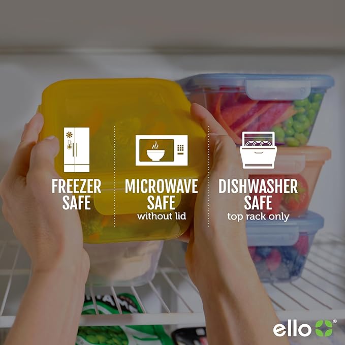Ello Snap & Nest 10-Piece 4.5 Cup Plastic Meal Prep Set, Reusable Food Containers for Healthy Eating, Freezer, Dishwasher Safe, Berry Fields