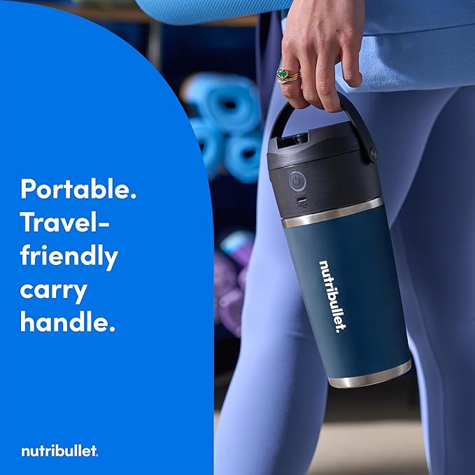 nutribullet Flip Portable Blender with Insulated Cup, Cordless, Matte Indigo, NBPB50350IND