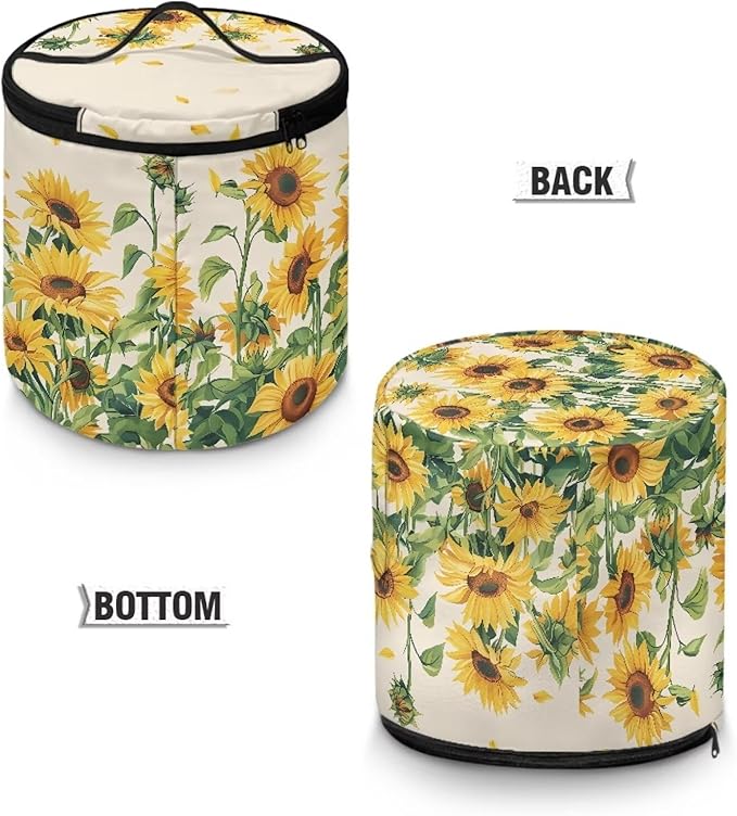 Sunflower Pressure Cooker Cover for Picnic Air Fryer Carry Bag Slow Cooker Cover Kitchen Round Applicances Storage Bag (Enclosed on the Bottom)