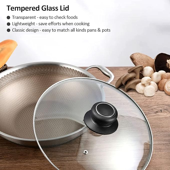 8 Inch Glass Lid for Frying Pan Lid, Fry Pan Lid, Skillet Lid, Pan Lid with Handle Compatible with Lodge 8 Inch Cast Iron Skillet - Glass Cover, 8", Clear