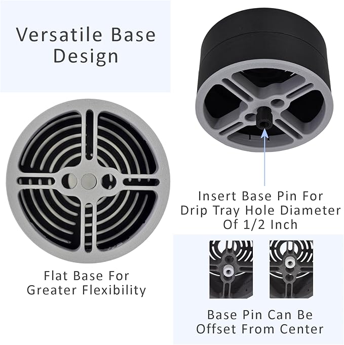 Elevate Anti-Splash Cup Riser Accessory for most Keurig K-cup, Cuisinart Single Serve, and other Coffee Makers, Adjustable for Cup Size and Drip Tray Type (Black with Light Gray Base)