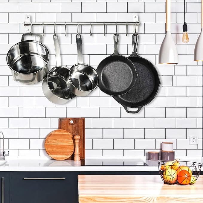 Kitchen Utensils Holder Hanging Racks 304 Stainless Steel Rail Utensil Storage Hanger Wall Mounted Rack for Tools and Pots(60cm)