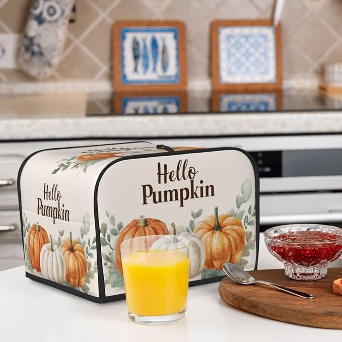 Toaster Cover 4 Slice Pumpkin Thanksgiving Fall Autumn Kitchen Small Appliance Covers with Pockets Dust and Fingerprint Protection