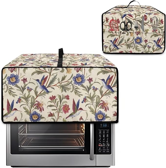 Countertop Convection Oven Cover Dust Protection Air Fryer Toaster Oven Covers for Home Kitchen Decorations 16.5 x 20.5 x 10 Inches, M, Hummingbird Floral Leaf
