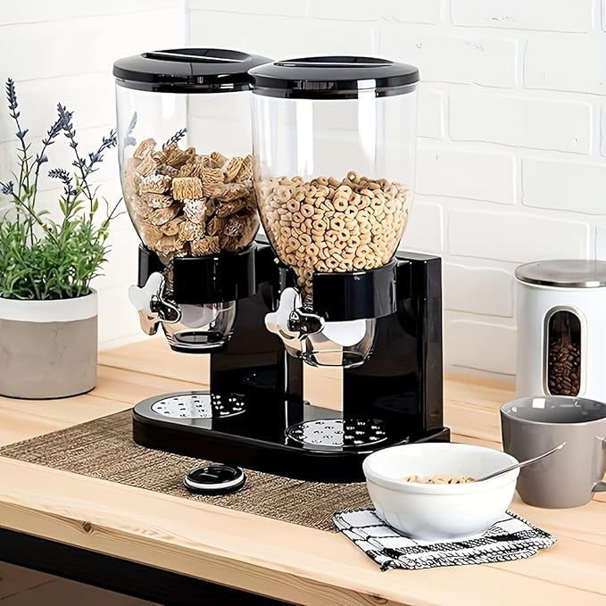 SOONHUA Cereal Dispenser for Countertop, 6L Large Capacity Cereal Container Storage, 67.6oz/2L Canisters Dry Food Dispenser for Nuts, Grain, Oatmeal, Candies, Snacks Home Office Restaurant Decor