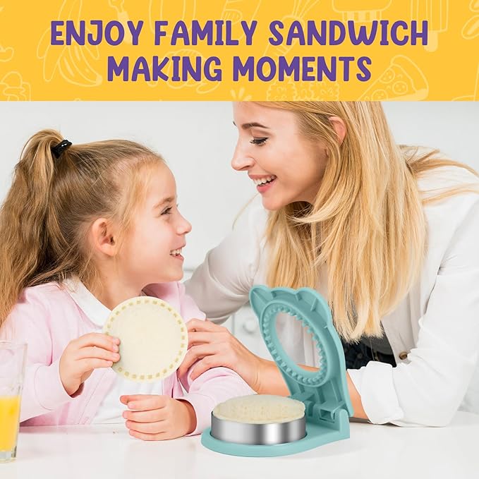 TACGEA Uncrustable Sandwich Cutter Maker – Sandwich Sealer and Cutter for Lunchbox and Breakfast, Circle Shape, Light Blue