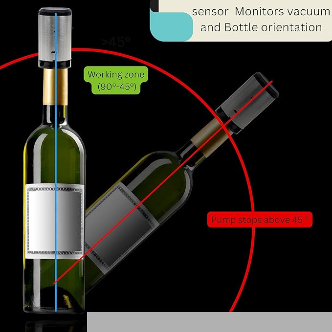 Wine Stopper, Automatic Vacuum Wine Pump, Pumps out air from bottle keeping wine fresh- great wine accessories -gift for wine enthusiast - Rechargeable Electric pump KUBEDIN