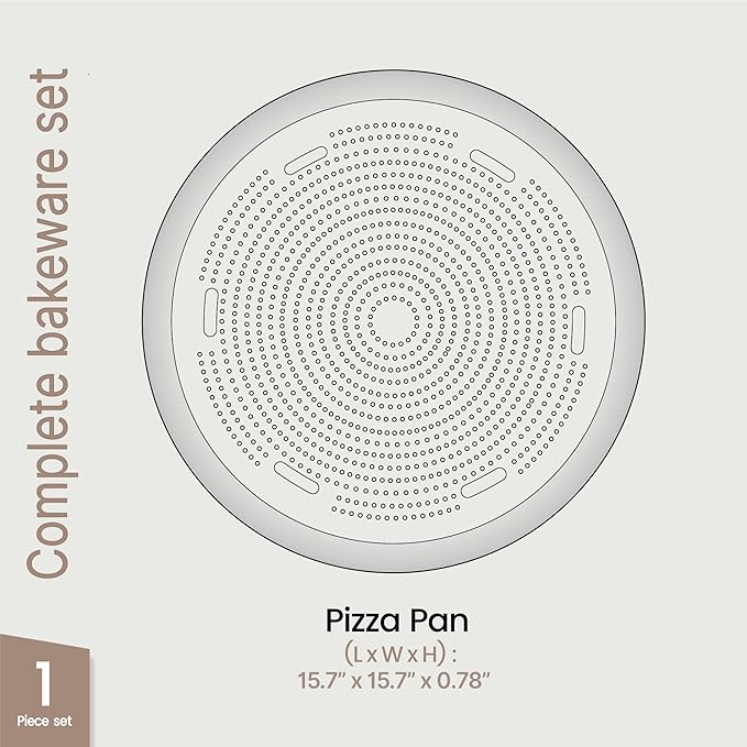 Bakken 16 Inch Non-Stick Pizza Pan 1 Pack, Round Carbon Steel Pizza Tray with Perforated Holes, PFOA, PFOS, & PTFE-Free, Dishwasher & Oven Safe Up To 450°F, Durable Nonstick Coating, Silver