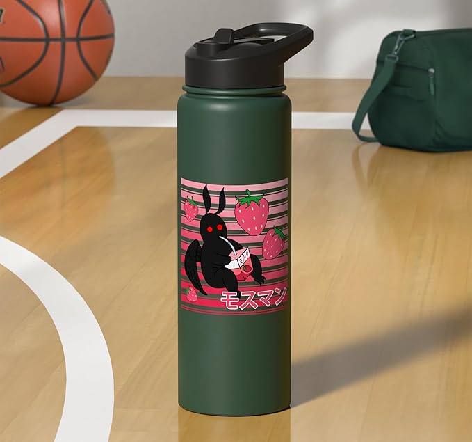 Mothman Kawaii Strawberry Milk Shake Carton Stainless Steel Insulated Water Bottle