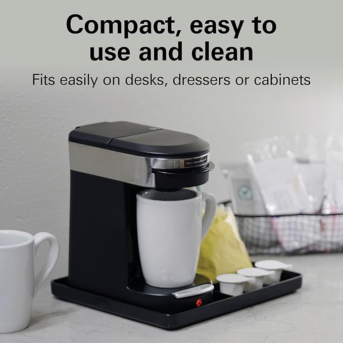 Hamilton Beach Commercial Deluxe 1-Cup Coffee Maker, Black/Stainless-Steel, 3-Minute Brew Time, Auto Shutoff, Coffee Pod Brewer, cUL Certified, HDC200S-CA