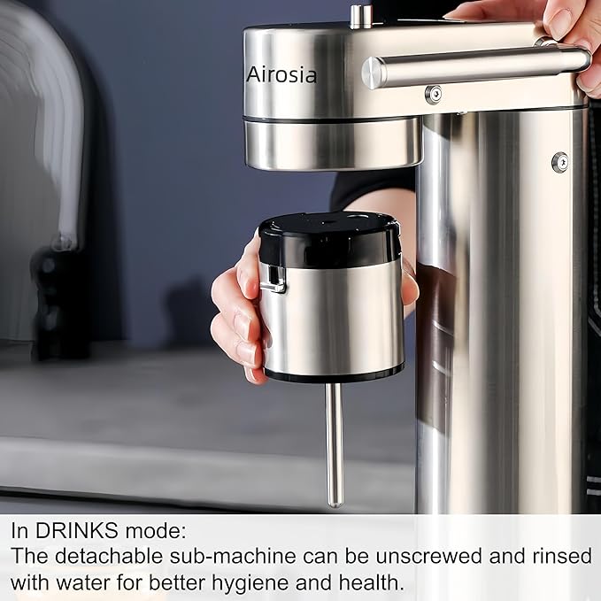 304 Stainless Steel Sparkling Water Maker -Carbonates Any Drink Soda Maker, Carbonator Machine with BPA Free Bottles(1L+0.5L) (CO2 Carbonator NOT Included) Black