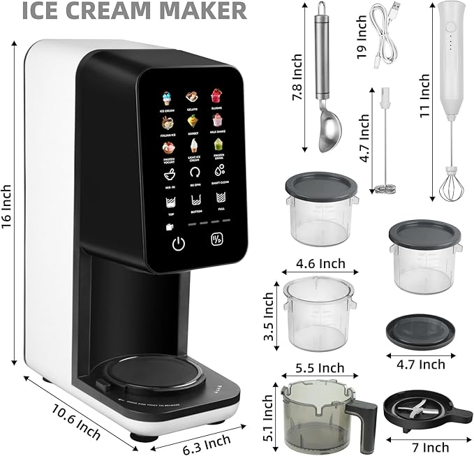 12 In 1 Ice Cream Machine, Electric Soft Serve Ice cream maker machine for Home & Office, Gelato, Slushie, Italian Ice, Sorbet, Milk Shake, FrozenYogurt, Light Ice Cream, Soft Serve Ice Cream Machine