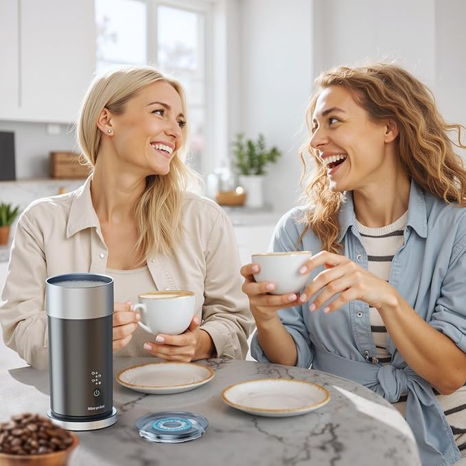 Electric Milk Frother and Steamer, 8.12oz/240ml 4 in 1 Milk Steamer Frother for Latte Cappuccino, Can Froth Both Hot and Cold Milk, Enjoy Perfect Milk Froth in 2 Min