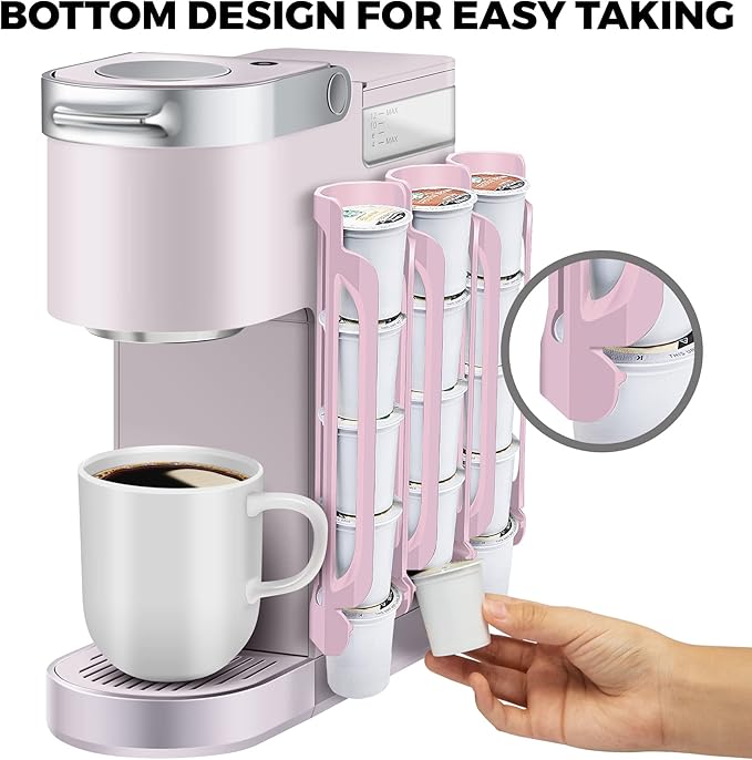 K Cup Holder for Keurig: Coffee Pod Holders for Counter Small Space - Kcup holders for Wall Mount (3, Pink)