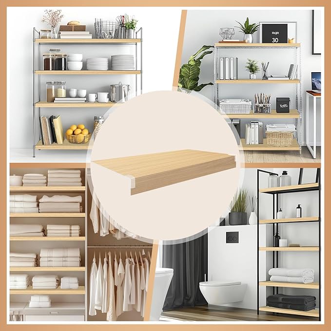 5 Pcs Wire Rack Covers 36x12x3 inch PVC Pantry Shelf Cover 0.31 inch Thick Removable Closet Wire Rack Shelf Covers,Decoration Kitchen Bathroom Office Shelving (Wood Color,36x12x3 inch)