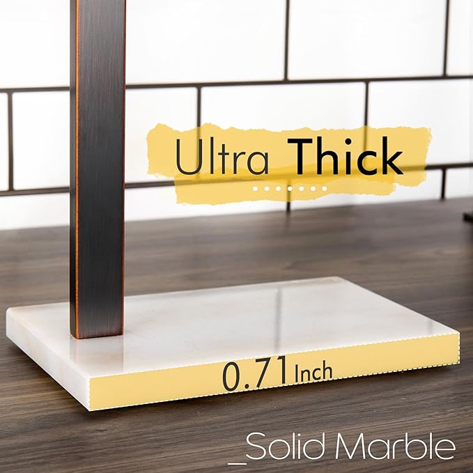 KOKOSIRI Hand Towel Bar Stand Towel Rack with Steady Marble Base for Bathroom Vanity Countertop, Oil Rubbed Bronze Stainless Steel 15.7'' Height THS0006-ORB