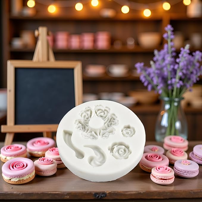 White Dessert Mold Food Grade Mini Rose Flower Teapot Mold Fondant Gum Paste Pastry Baking Molds