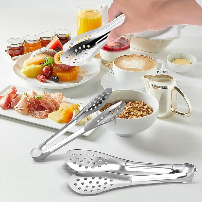 10PCS Serving Tongs, Small Kitchen Tongs,XEVOM Stainless Steel small Appetizer Tongs Mini Sugar Ice (5 Inch)