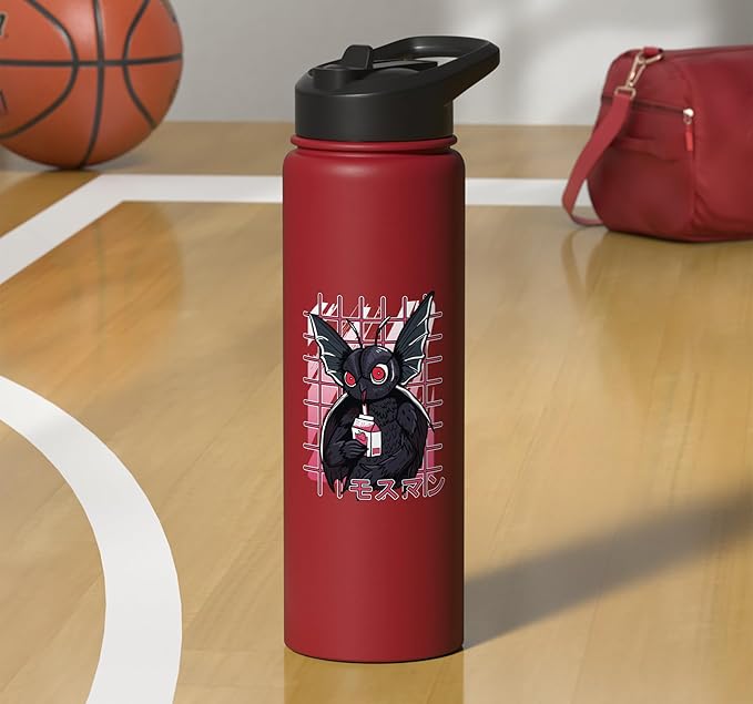 Mothman Kawaii Strawberry Milk Shake Carton Cryptids Stainless Steel Insulated Water Bottle