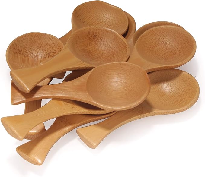 BambooMN - 3.5" Small Solid Bamboo Round Scoop, 100pcs