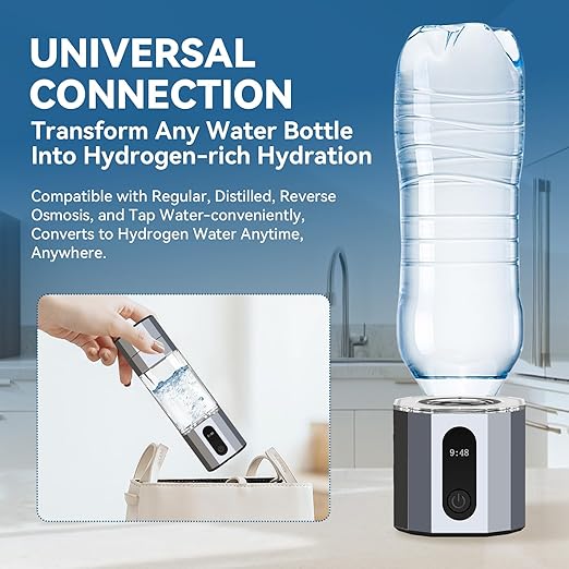 Hydrogen Water Bottle Generator, Portable Rechargeable Ionizer Machine with SPE/PEM Technology, Certified H2 Athletic Hydration, Health Care Gift for Family/Friends/Husband/Wife (Silver, 208ml)