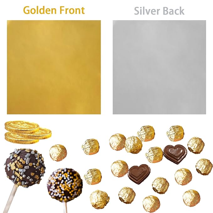 PABCK 500 Pcs 5 Colors Chocolate Candy Wrappers Aluminium Foil Wrapping Papers Square Sweets Lolly Paper Food Tin Foil Wrapper for Candy Packaging Decoration (3.15x3.15 inches)
