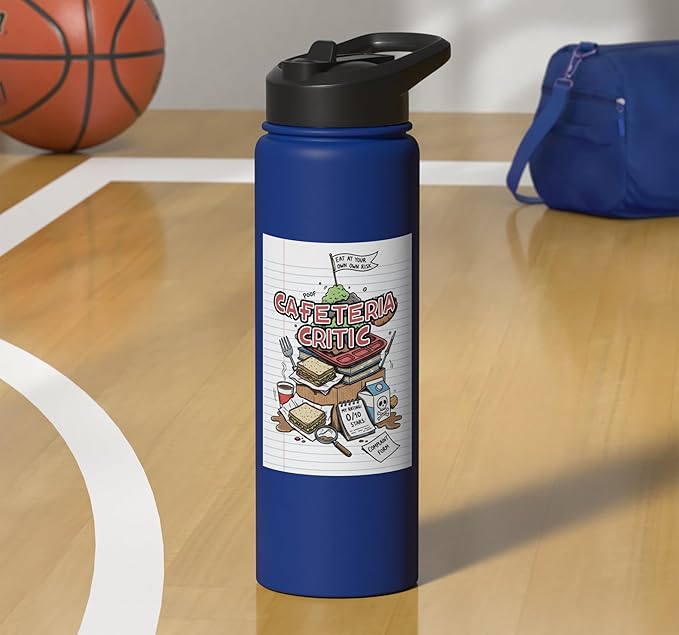 Cafeteria Critic - Student Lunch School Humor Food Chaos Stainless Steel Insulated Water Bottle