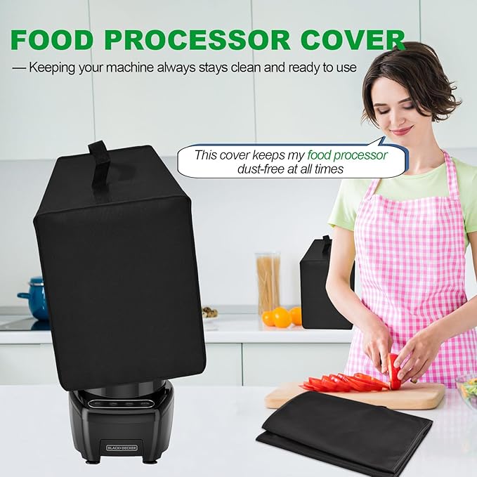 Cover for BLACK+DECKER and KitchenAid 7-8 Cup Food Processor, Heavy Duty Waterproof Dustproof Food Processor Protective Case Cover, Accessories for BLACK+DECKER Food Processors (Black)