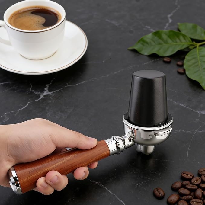 Coffee Dosing Cup 58mm, Stainless Steel Espresso coffee Dosing Cup, Coffee Powder Feeder Part coffee Grinder Powder cup Compatible (1, Black, 58mm)