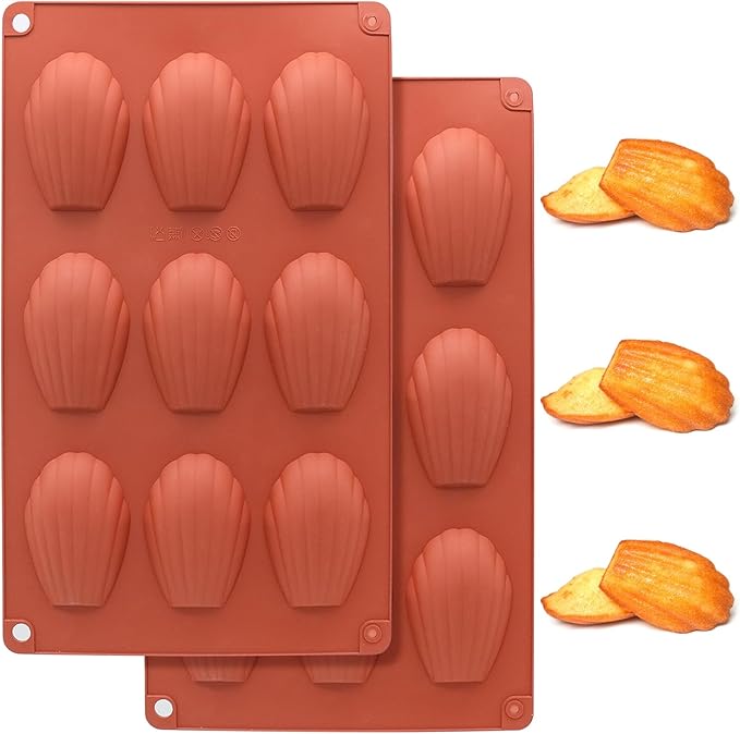 2 PCS Silicone Madeleine Pan, 9 Cavity Madeline Baking Pan, Shell Shaped Cookies Cake Pan