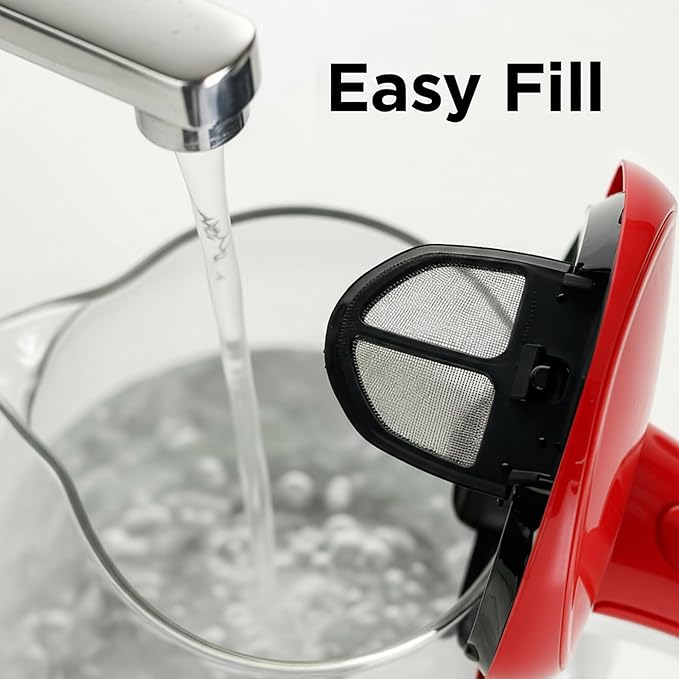 OVENTE Electric Kettle, 1.5L Borosilicate Glass Countertop Water Heater and Boiler for Coffee or Tea, BPA-Free, Auto Shut-Off, Boil-Dry Protection, Removable and Washable Spout Filter, Red KG83R