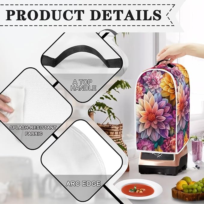 Bright Blossoms Dust Cover for Coffee Maker Boho Mandala Floral Kitchen Blender Cover Bread Maker Toaster Oven Dustproof Protector Covers