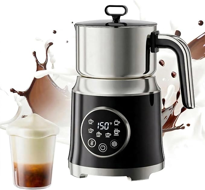 Milk Frother,Variable Temp and Froth Thickness,27oz/800ml Milk Steamer and Frother for cappuccino or Latte,Dishwasher Safe,6-in-1 Frother Machine (Black)
