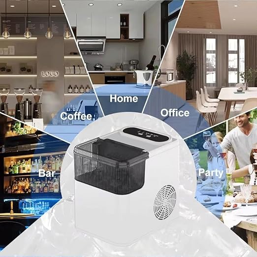 Ice Maker Machine Counter Top for Home, 12kg/26lb in 24h, 2 Bullet Ice Sizes, 500g Storage, Portable Small Clear Ice Cube Maker for Kitchen/Party/bar