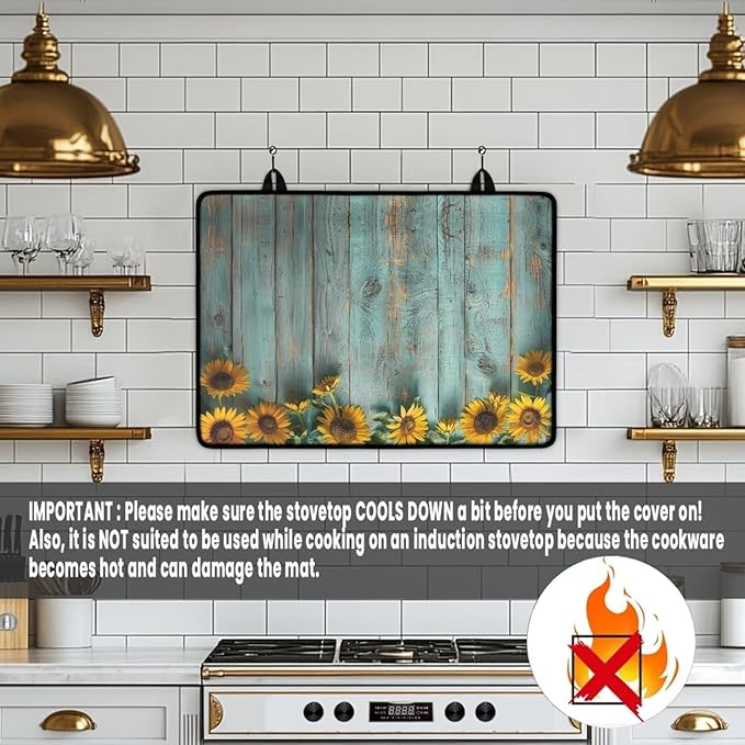Sunflower Stove Top Covers for Glasstop Stoves Countertop Covers Electric Stove Protector Scratch-Resistant Flat Top Oven Cover