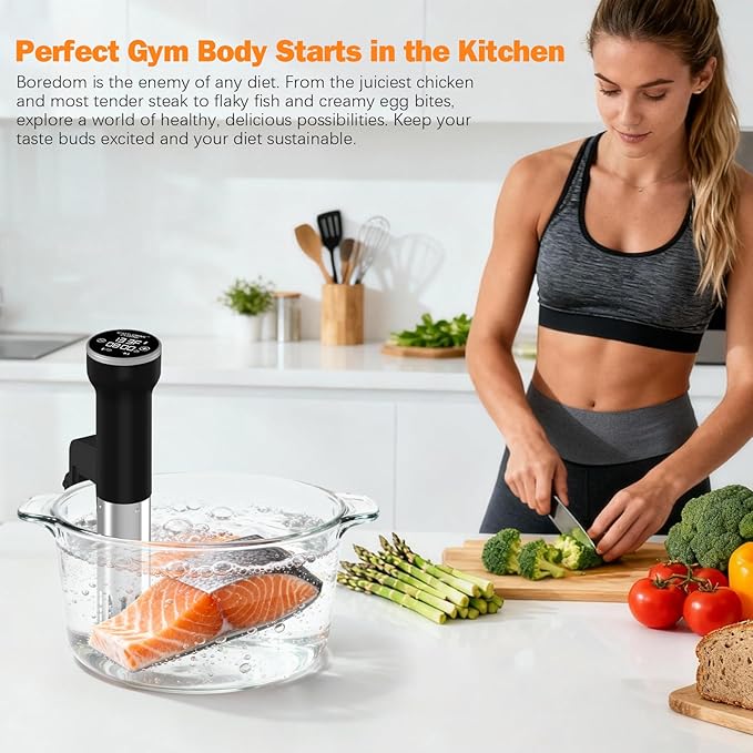 CATTLEMAN Sous Vide Machines Wi-Fi, 1000W, IPX7 Waterproof, Immersion Circulator Precise Cooker, Suvee Cooker with Accurate Temperature&Timer Touch Control, Portable, Noise-free, Fast Heating