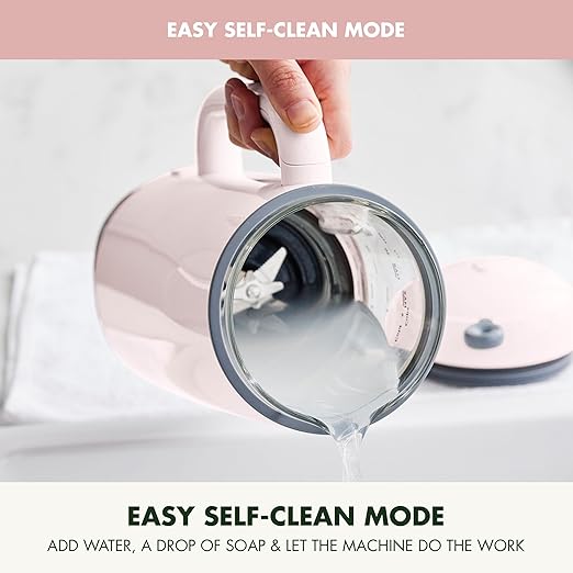 GreenPan Nut Milk Maker, 15-in-1 Homemade Soy, Almond, Oat, Coconut, Non-Dairy, Rice, Soup, Baby Food, BPA-Free, Smooth Creamy Texture, Self Clean, Barista Quality Milk, Delay Start, Boil Water, Pink