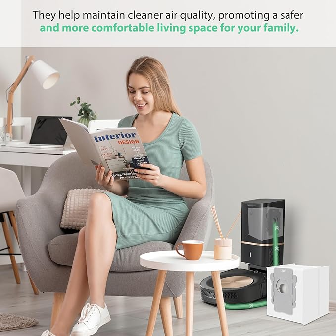 6 Pack Roomba Replacement Parts - Vacuum Bags for iRobot Roomba i7+, i1+, i2+, i3+, i4+, i5+, i6+, i8+, j6+, j7+, j8+, j9+, s9+, Combo i5+, j5+, j7+, j9+, High-Efficiency Dirt Disposal Bags