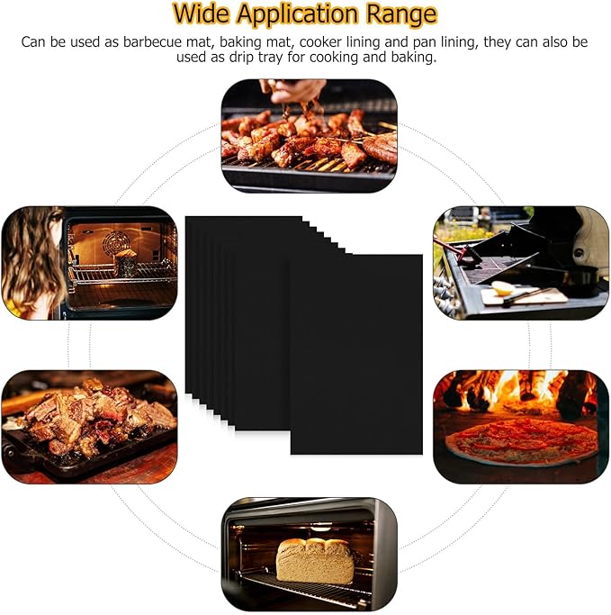 9pcs Non-stick Oven Liners Grill Baking Mats 60x40cm Heat Resistant Reusable Roaster Liners for Air Fryer and Oven Bottom Protection