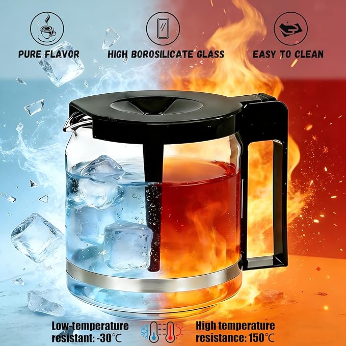 Carafe Compatible With Technivorm 89830 1.25L/40oz Glass Carafe, 10 Cup Carafe Replacement Compatible With Moccamaster KBG/CDG/KBGV Select/CD Series Coffee Machines, Scratch-resistant and durable.